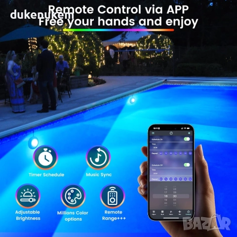 LED подводно осветление за надземен басейн, 10W RGB, снимка 5 - Лед осветление - 52813153