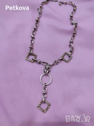 Сребърно колие, ланец с подарък гривна, снимка 3 - Колиета, медальони, синджири - 50929245