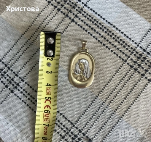 Златна висулка Богородица 14к.,3,23грама, снимка 4 - Колиета, медальони, синджири - 53767856