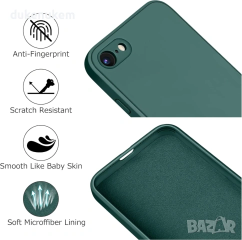 Силиконов калъф за iPhone 7/8/ SE (2020/2022) – тъмнозелен, снимка 3 - Калъфи, кейсове - 53333594