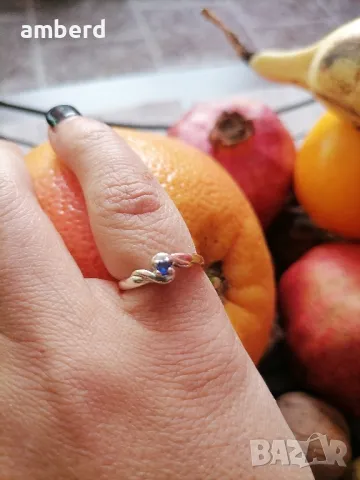 Сребърен пръстен със син цирконий - модел PLR009, снимка 2 - Пръстени - 50397717