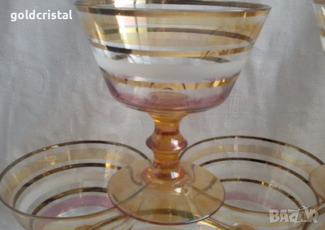 Ретро стъклени чаши цветно чешко стъкло , снимка 3 - Антикварни и старинни предмети - 18918873