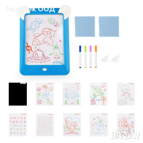 Магическа дъска за рисуване със светлина, Пиши/ изтрий, Синя, снимка 4 - Рисуване и оцветяване - 47772088
