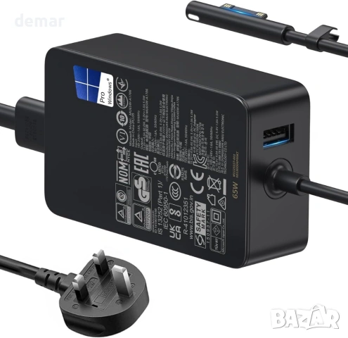 65W Зарядно за Microsoft Surface Pro, Surface Laptop, Surface Book, Surface Go (SU-GAN-PD065W-S-4)