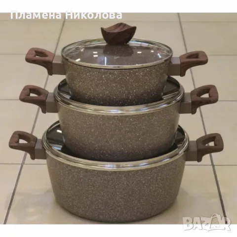 Комплект от 3 алуминиеви тенджери с капак, снимка 1