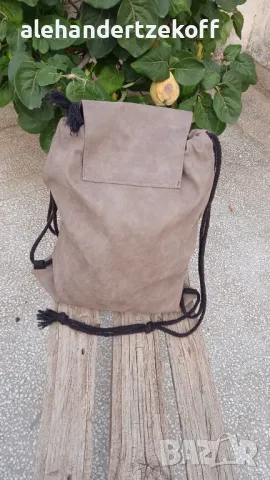 Кожена мешка раница ALE-HOP, снимка 3 - Раници - 47409772