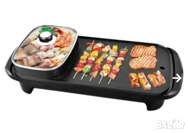 Скара и електрическа тенджера 2 в 1 , грил скара, стъклен капак 1600W, снимка 2 - Скари - 52210420