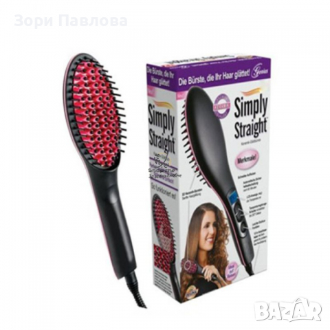 KЕРАМИЧНА ЧЕТКА ЗА ИЗПРАВЯНЕ НА КОСА SIMPLY STRAIGHT, ЧЕРНА, снимка 6 - Други - 36246991