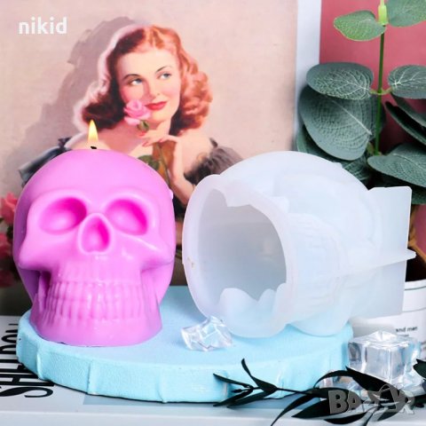 3D грамаден Череп глава силиконов молд форма калъп за фондан гипс сапун шоколад смола свещ и др , снимка 2 - Форми - 35741180