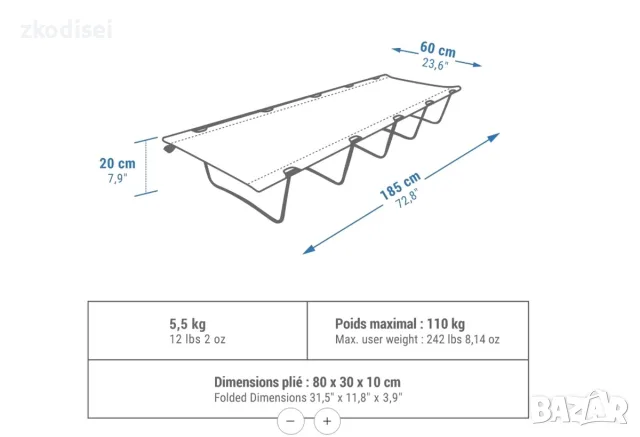 Шезлонг DECATHLON, снимка 3 - Къмпинг мебели - 55941689