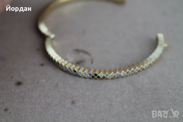 Дамска сребърна позлатена гривна с камъни, снимка 13 - Гривни - 50209958