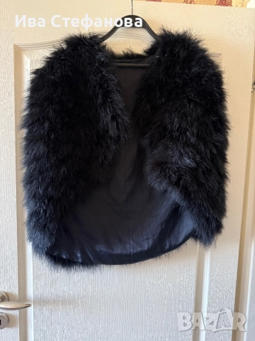 Естествен косъм черна наметка болеро за повод парти коктейл официална , снимка 3 - Жилетки - 52794962