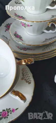 Немски, красив сервиз "Златна дантела с рози", снимка 10 - Сервизи - 56087433