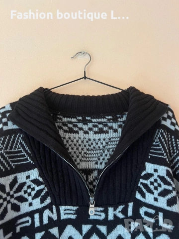 Дамска плетена блуза с цип отпред в черно и бяло 🖤🤍🖤🤍🖤🤍🖤🤍🖤🖤, снимка 4 - Блузи с дълъг ръкав и пуловери - 53771357