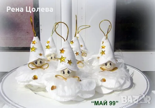 Бели пухкави ангелчета за коледа, снимка 6 - Коледни подаръци - 56103090