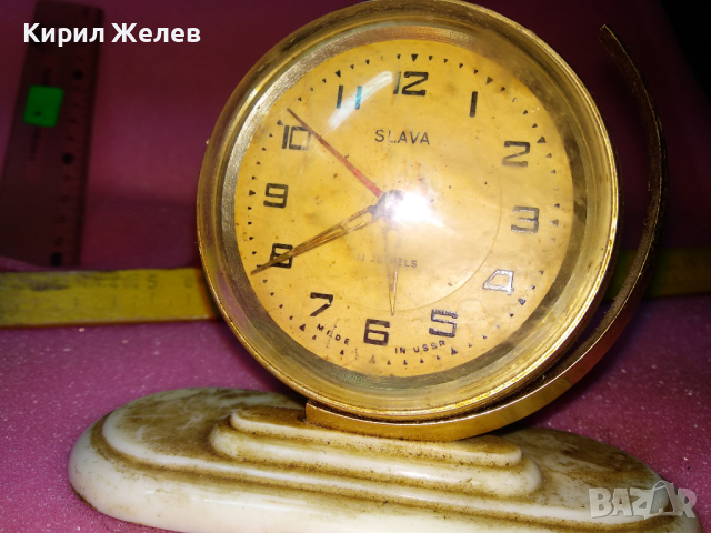 SLAVA MADE in USSR СЛАВА ГЛОБУС Стар РЯДЪК КОЛЕКЦИОНЕРСКИ РУСКИ БУДИЛНИК МЕХ. ЧАСОВНИК СССР 30501, снимка 12 - Антикварни и старинни предмети - 44545324