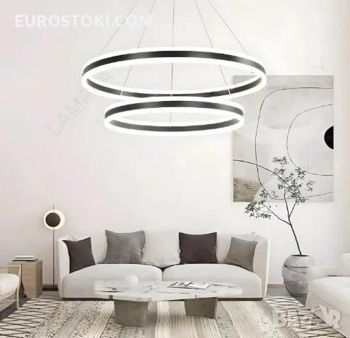 Луксозен LED полилей LAMPLAY, модерна LED висяща лампа 65W, голяма таванна лампа с дистанционно, снимка 8 - Полилеи - 56203126