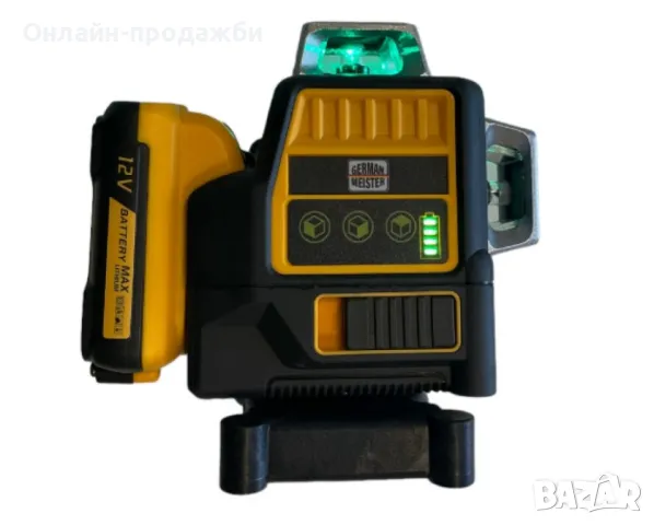 Лазерен 3D - 360 градуса нивелир с 2 батерии 12V 3 AH, 3 лъча, снимка 2 - Измервателни инструменти - 48207569