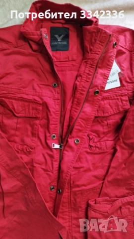 Яке с цип и копчета - Червено, снимка 3 - Якета - 53420680