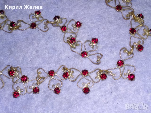 СТАРИННА БРОНЗОВА ПОСРЕБРЕНА АРТ НУВО ОГЪРЛИЦА с ФАСЕТИРАН ГРАНАТ РЪЧНА ФИЛИГРАННА ИЗРАБОТКА 38456, снимка 9 - Антикварни и старинни предмети - 41395958