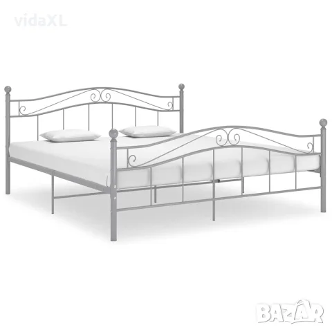 vidaXL Рамка за легло без матрак, сив, метал, 140x200 см