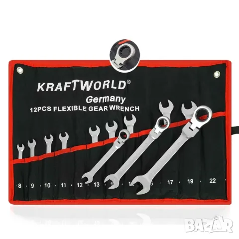 12бр. Чупещи звездогаечни тресчотъчни ключове Kraftwelle 8-22 mm