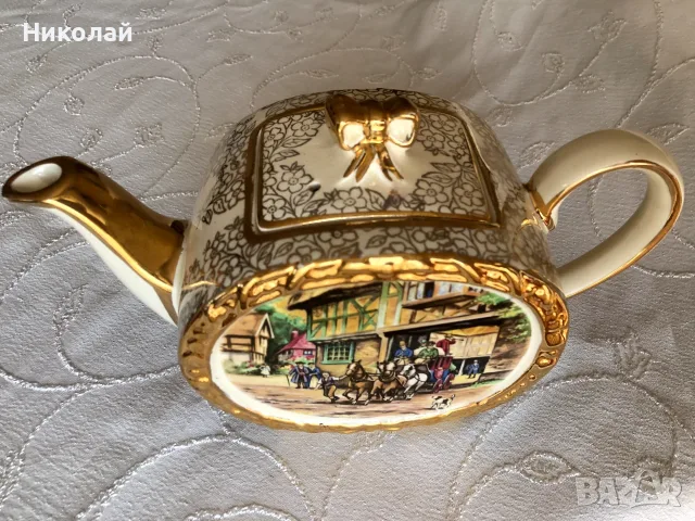 Уникален английски порцеланов чайник Sadler (1937-1947г.), рядкост, музеен клас, много запазен, снимка 2 - Антикварни и старинни предмети - 55874998
