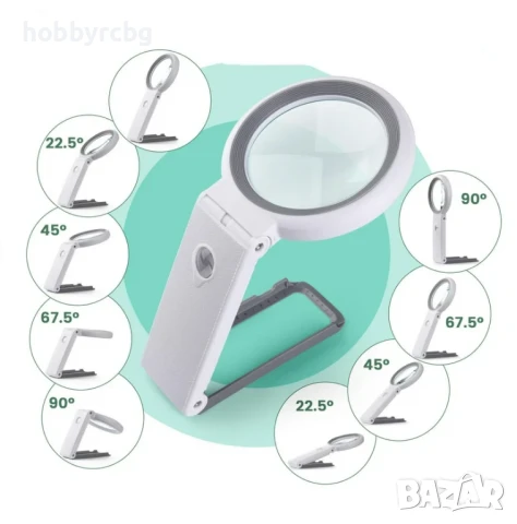 Увеличителна лупа за четене х10 с големина 80мм и 18 светодиода за осветление, снимка 5 - Други инструменти - 50738438