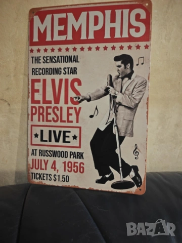 Elvis Presley Live in Memphis 1956-метална табела(плакет), снимка 2 - Китари - 53517802