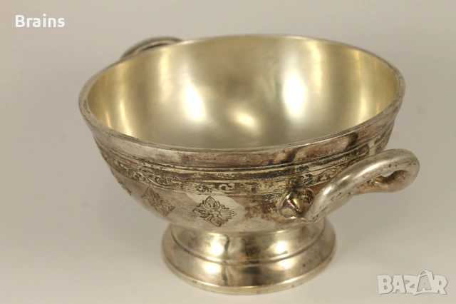 Стара Немска Дебело Посребрена Купа VILLEROY & BOCH 17-18, снимка 2 - Антикварни и старинни предмети - 53151111