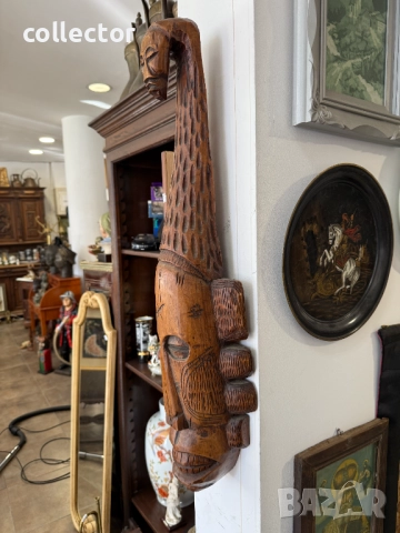 Африканска дървена маска / фигура. №7557, снимка 4 - Антикварни и старинни предмети - 52246554