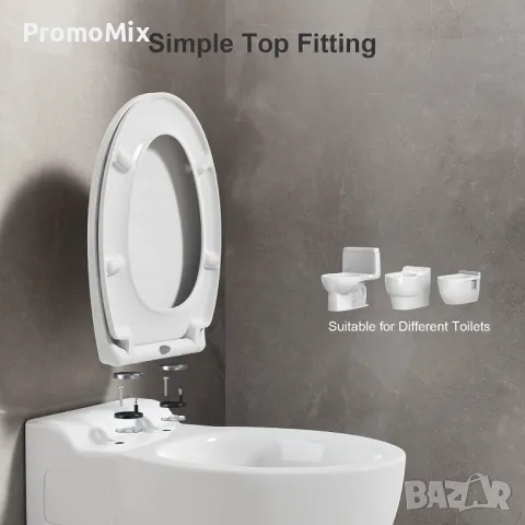 Тоалетна седалка с капак Pipishell PIBTC01 дъска за тоалетна чиния плавно затваряне WC чиния, снимка 5 - Други стоки за дома - 49529644