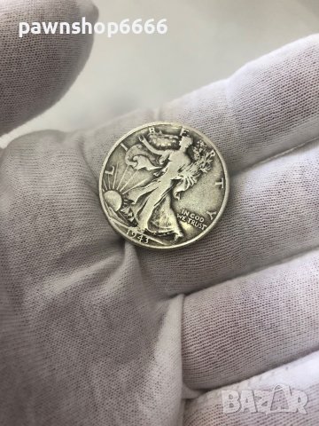 Сребърна монета САЩ ½ долар, 1943 Walking Liberty Half Dollar Маркировка на монетния двор "D" - Денв, снимка 8 - Нумизматика и бонистика - 41402713