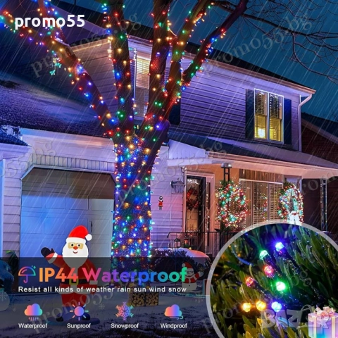 Светлинен Коледен Гирлянд 50м. с 250 многоцветни светодиода RGB, снимка 9 - Други - 52596083