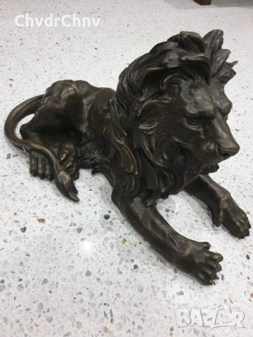 60см-16кг статуя/стара голяма бронзова скулптура/фигура на легнал лъв