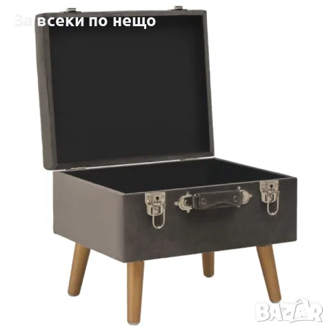 Табуретка за съхранение, 40 см, сива, кадифе Код P85, снимка 3 - Дивани и мека мебел - 49307251