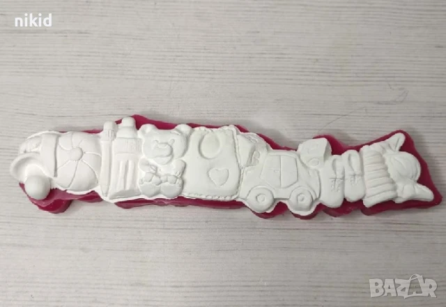 редица бебешки мече лигавник кола силиконов молд кант борд фондан шоколад декор