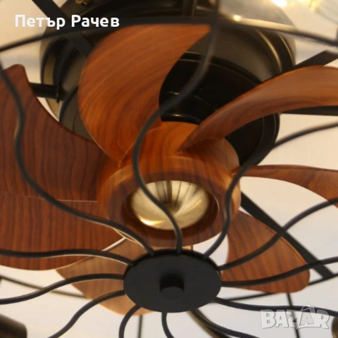 1бр/ Вентилатор за таван с LED осветление, 50 см – индустриален стил, енергоспестяващ DC мотор, 6 ск, снимка 6 - Вентилатори - 53759330