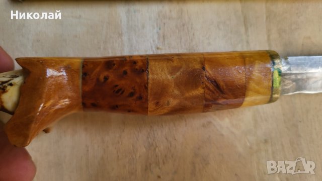 Уникален нож финка дръжка от зъб, снимка 8 - Ножове - 42144012