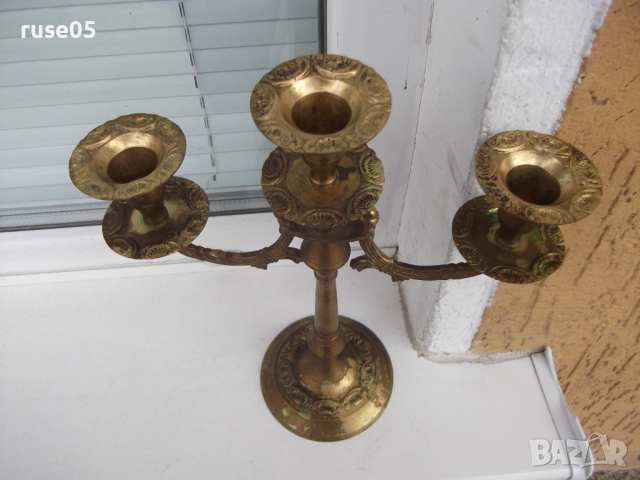 Свещник бронзов за три свещи, снимка 5 - Други ценни предмети - 36142187