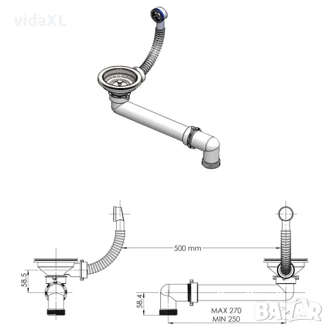 vidaXL Гранитна кухненска мивка с едно корито, бяла, снимка 8 - Мивки - 56146072