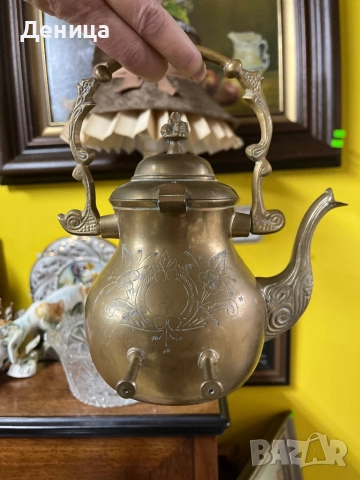 Жесток комплект от месингов чайник и елегантна орнаментирана стойка♥️ йник. , снимка 9 - Други - 52487650