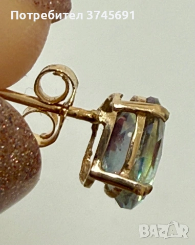 Златни обеци и медальон с мистичен топаз, снимка 2 - Обеци - 53019157