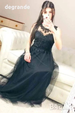 Дамска  дълга рокля налична в цвят светло розов пепел от рози кралско синьо и черно, снимка 2 - Рокли - 51145251