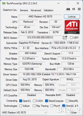 Видео карта AMD Radeon Sapphire HD 5570HM HDMI 1024MB GDDR3 128bit PCI-E, снимка 9 - Видеокарти - 42219704