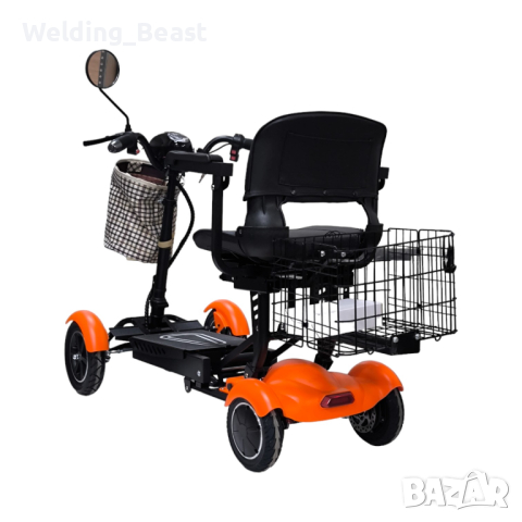 Инвалидна сгъваема четириколка MaxMotors 750W - orange