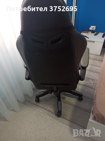 Черен кожен геймърски стол, снимка 3 - Столове - 53476327