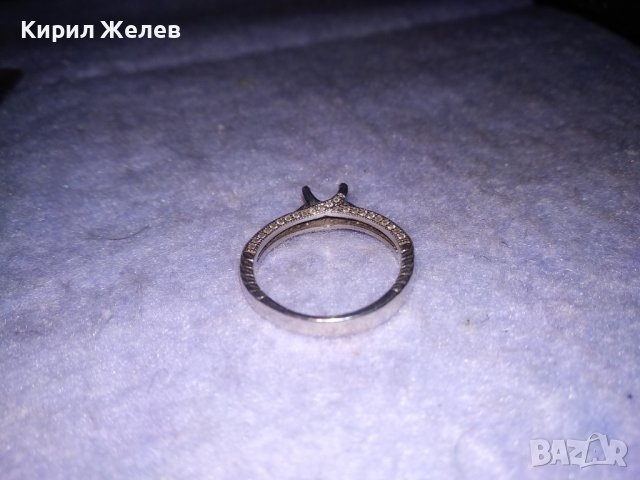 ГОДЕЖЕН СРЕБЪРЕН ПРЪСТЕН СРЕБРО 925 с БЯЛА ПОЗЛАТА и ЦИРКОНЧЕТА с ГНЕЗДО за ВГРАЖДАНЕ на КАМЪК 36475, снимка 11 - Пръстени - 39643113