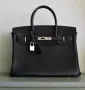 Черна кожена чанта тип Hermes Birkin, снимка 1