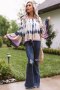 Дамска ефектна блуза с дълъг ръкав и паднало ластично деколте, снимка 1 - Блузи с дълъг ръкав и пуловери - 40499325